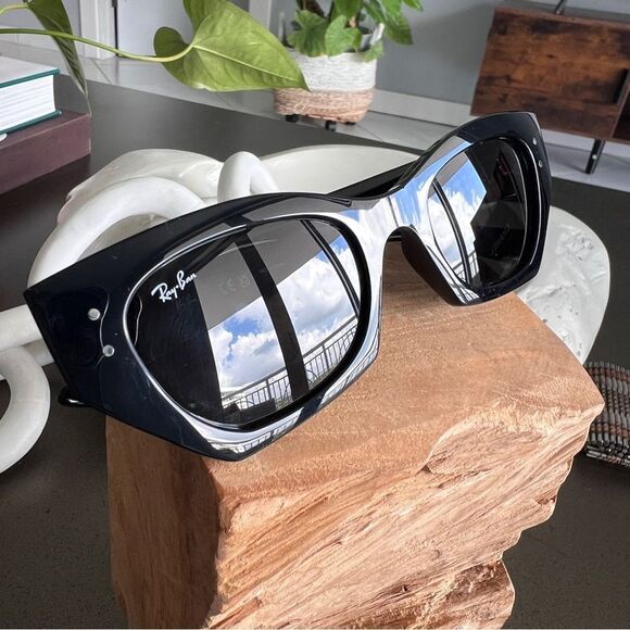 RAY-BAN ZENA BIO-BASED Frame Polished Black Dark Grey Lenses - Picture 2 of 9